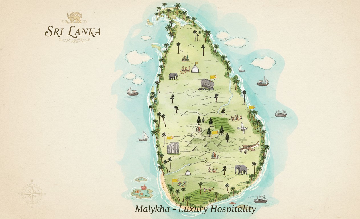 Map of our luxury hospitality location in Sri Lanka